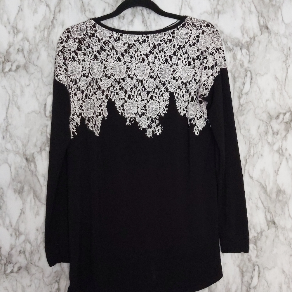 Kensie Long Sleeve Faux Lace Top size S - Picture 6 of 7